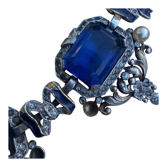 VTG Signed Crown Trifari Alfred Philippe Sapphire Glass Rhinestone Necklace READ - Picture 16 of 16